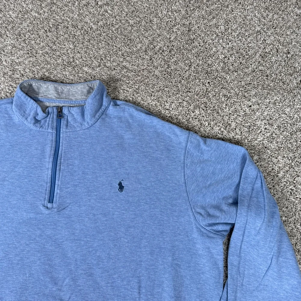 Polo Ralph Lauren Quarter Zip Mens 2XB Performance Pullover Heather Blue Sweater